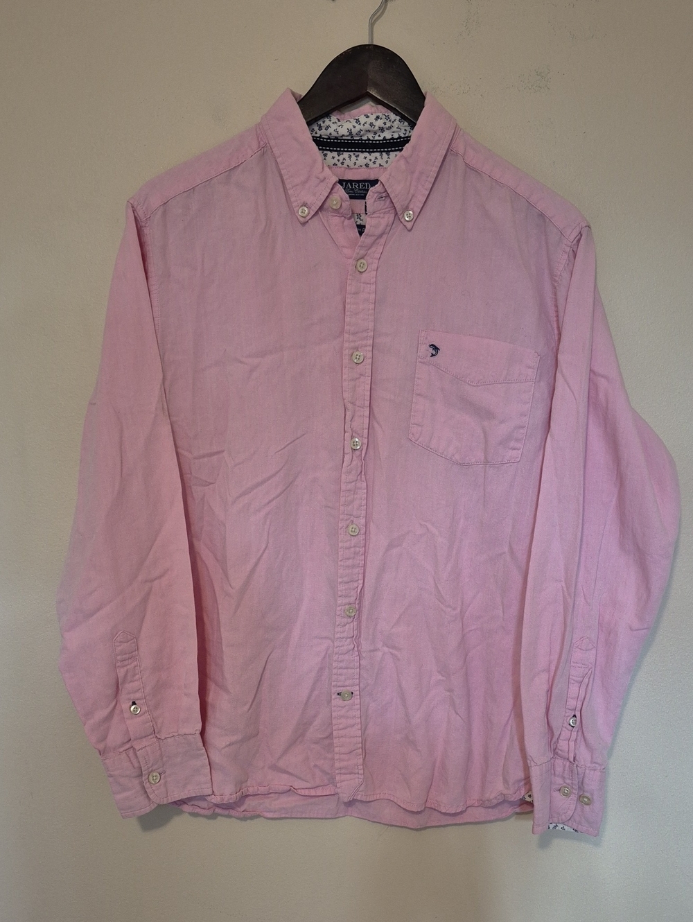 Jared Lightweight Cotton Pink Button-Down Long Sleeve Shirt
